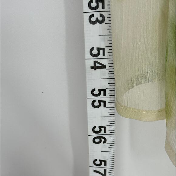 Line and Dot Palm Maxi Dress Cream Green Tie Straps Bohemian Beach Vacay M - Picture 9 of 9